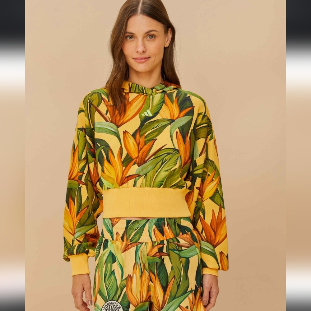 Farm Rio X Adidas Cropped Hoodie Toucans Small Bnwt